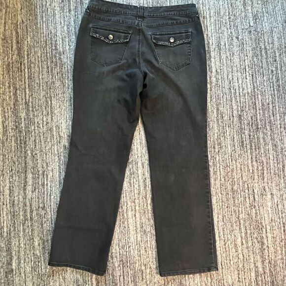 Style & Co‎ Women’s Size 12 Straight Leg Hip Hugger Jeans Black Faded Denim - Picture 8 of 9
